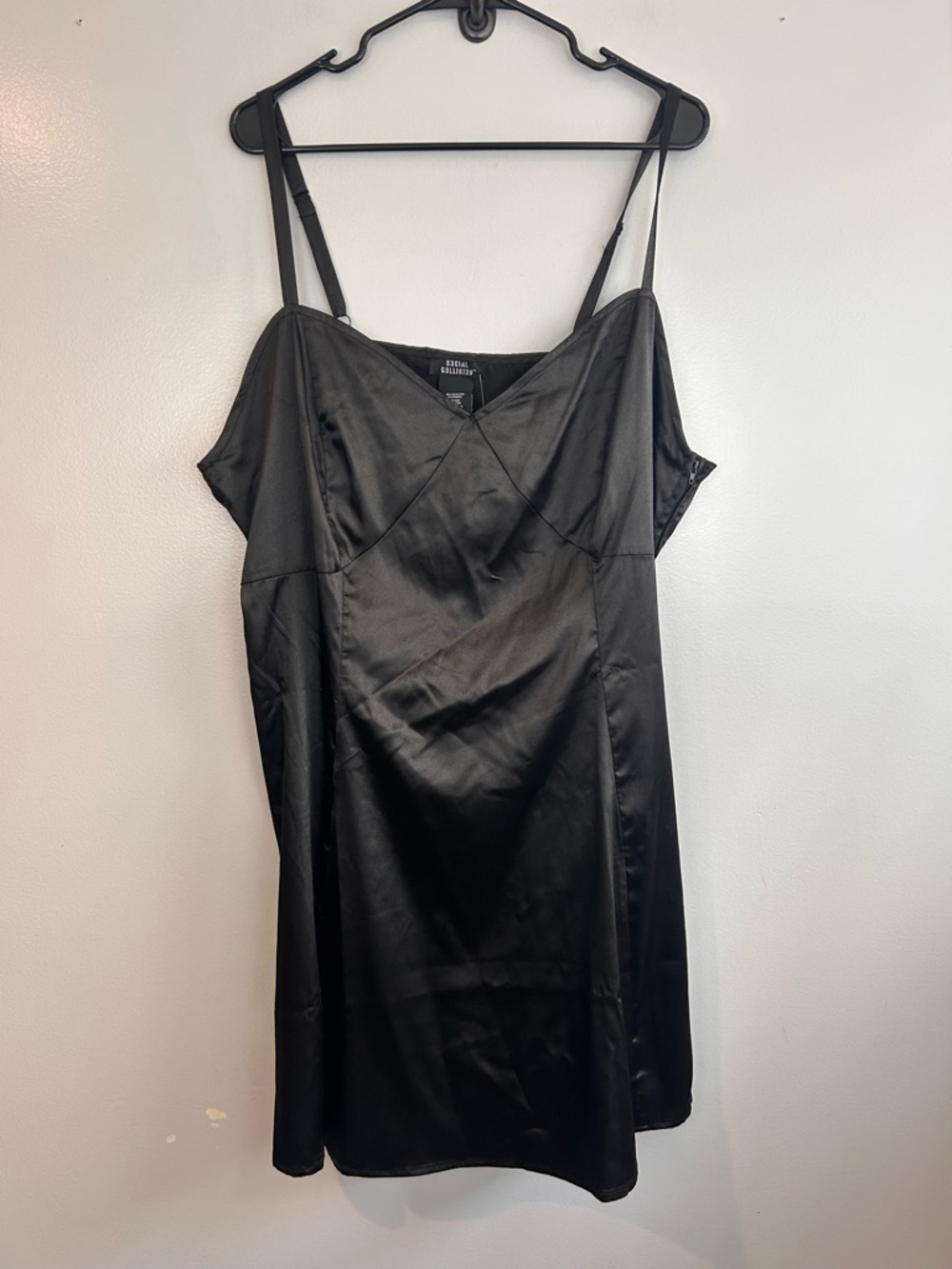 NWT Social Collision Hot Topic Black Satin Slip Babydoll Mini Dress Size 2X